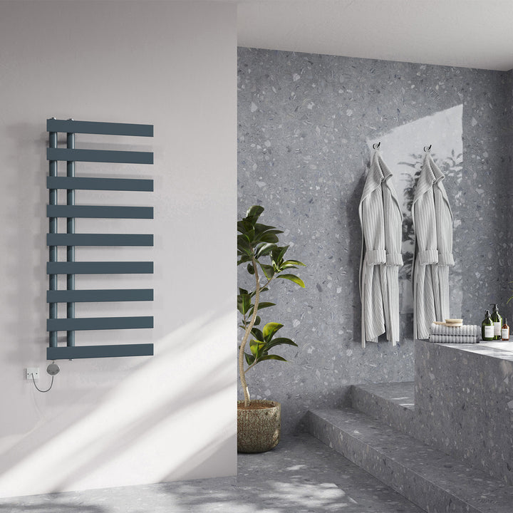 Agar - Anthracite Electric Towel Rail H1156mm x W500mm 600w Thermostatic
