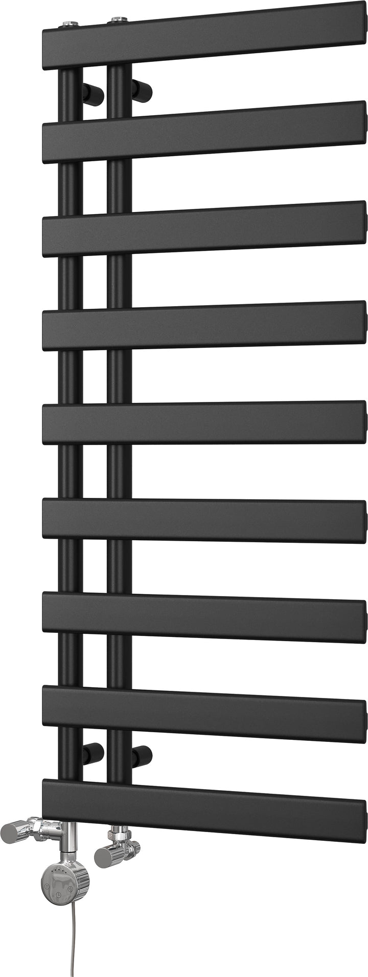 Agar - Black Dual Fuel Towel Rail H1156mm x W500mm Thermostatic