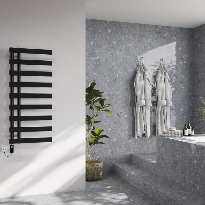 Agar - Black Electric Towel Rail H1156mm x W500mm 500w Thermostatic WIFI