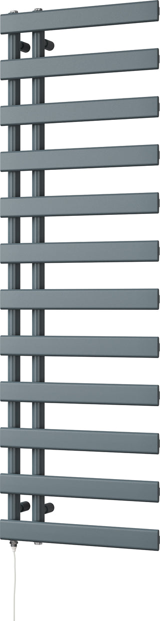 Agar matt anthracite electric towel rail, 1564mm high x 500mm wide