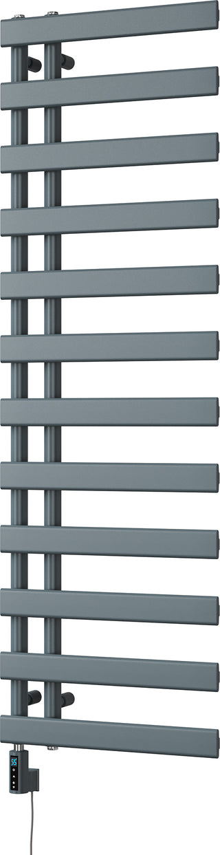 Agar matt anthracite electric towel rail, 1564mm high x 500mm wide