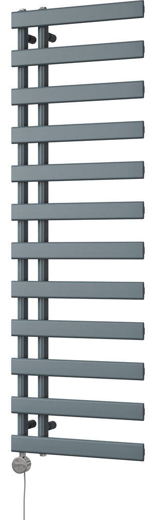 Agar matt anthracite electric towel rail, 1564mm high x 500mm wide