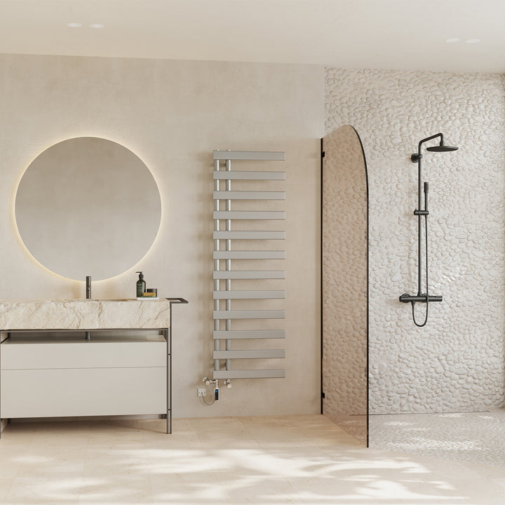 Agar - Silver Dual Fuel Towel Rail H1564mm x W500mm Thermostatic WIFI