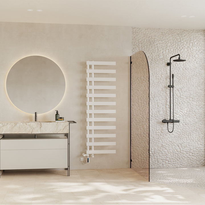 Agar - White Dual Fuel Towel Rail H1564mm x W500mm Thermostatic WIFI