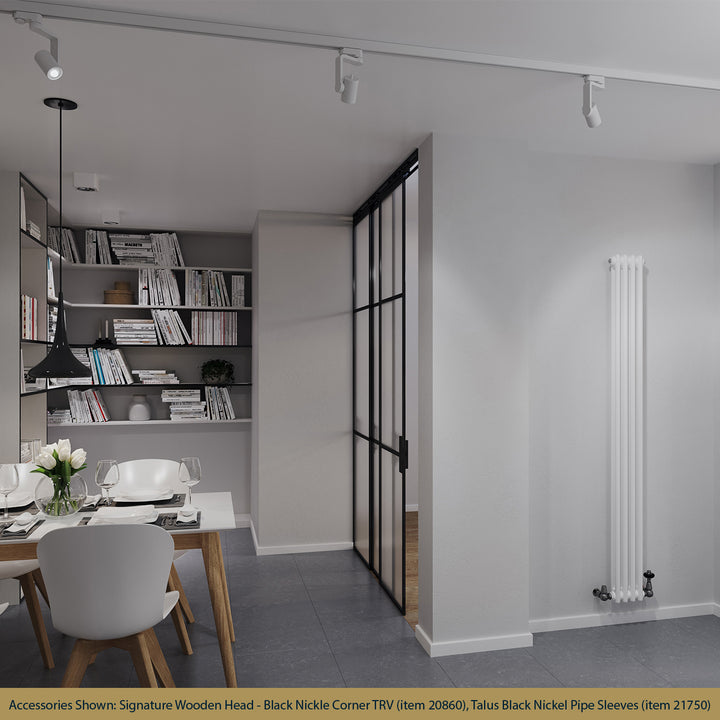 Alpha - White Vertical Column Radiator H1800mm x W196mm 2 Column - Feet Included