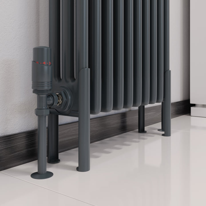 Alpha - Anthracite Vertical Column Radiator H1800mm x W465mm 3 Column - Feet Included