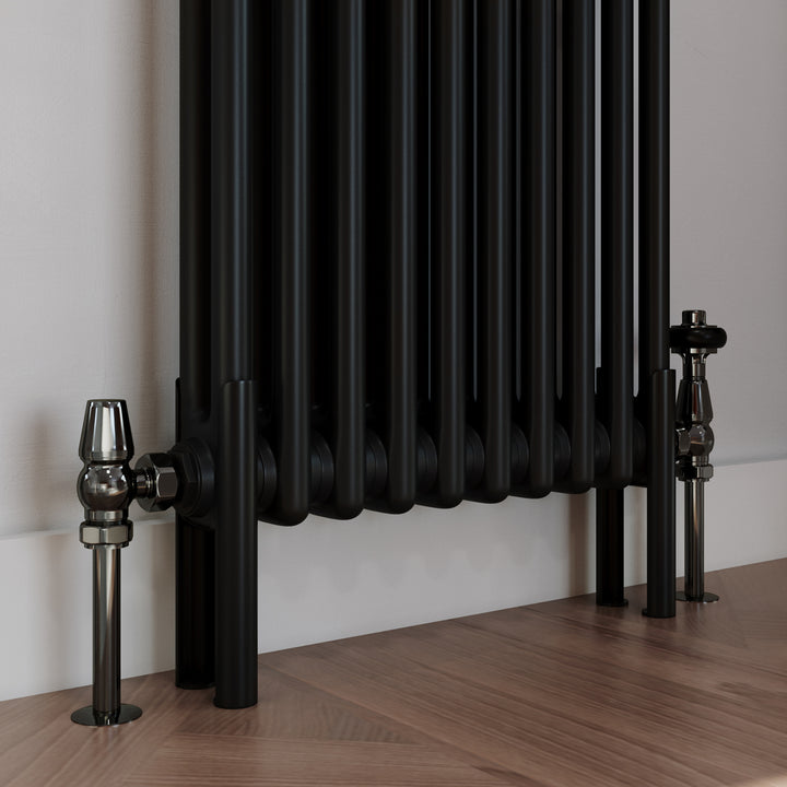Alpha - Black Column Electric Radiator H500mm x W592mm 2 Column 500w Thermostatic WIFI - Feet Included