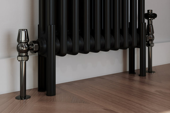 Alpha - Black Vertical Towel Bar Column Radiator H1800mm x W460mm 2 Column - Feet Included