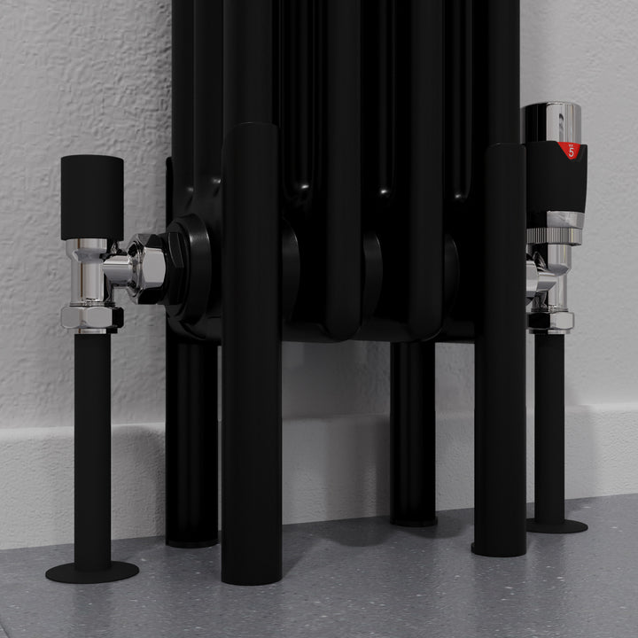 Alpha - Black Vertical Column Radiator H1800mm x W287mm 3 Column - Feet Included