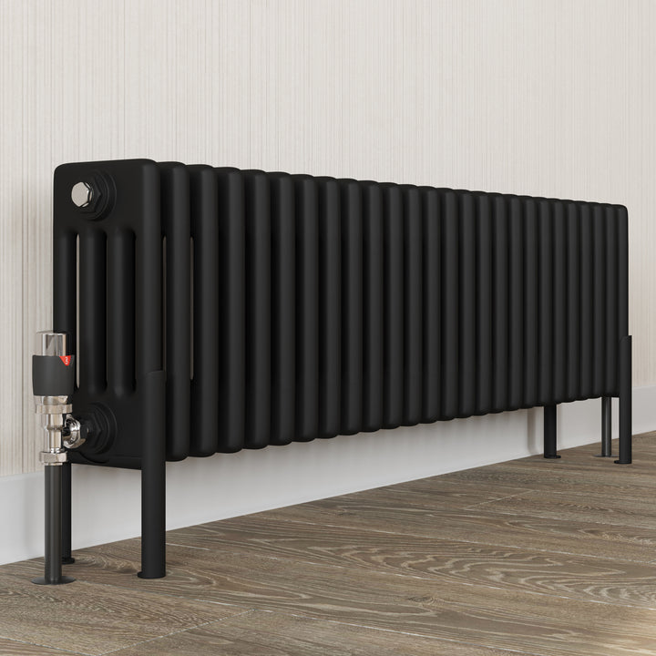 Alpha - Black Column Radiator H600mm x W592mm 4 Column - Feet Included
