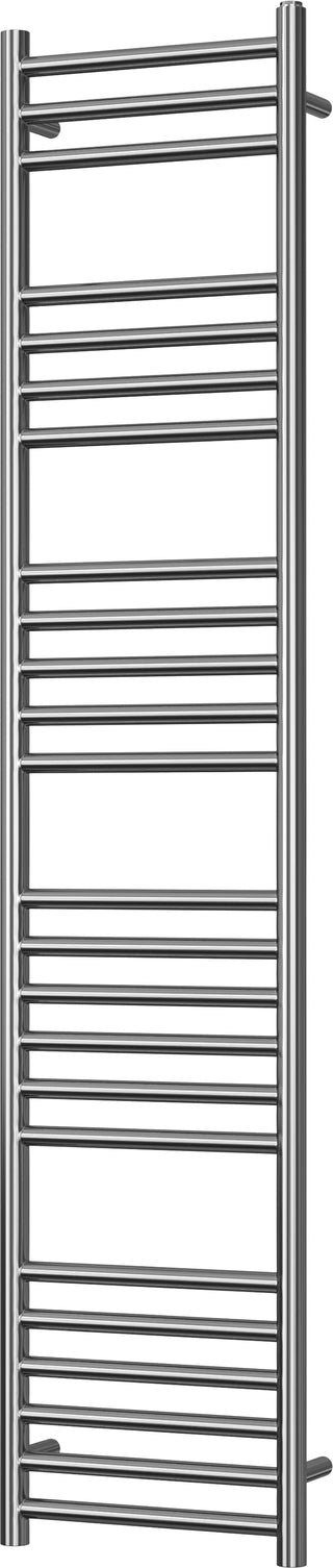 Aston polished stainless steel straight heated towel rail, 1600mm high x 350mm wide