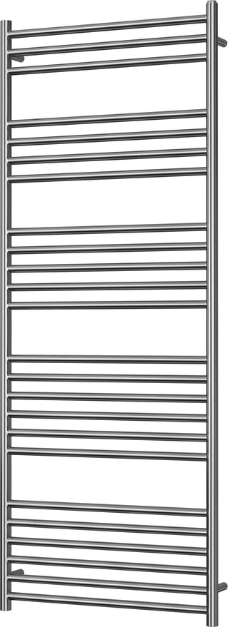 Aston polished stainless steel straight heated towel rail, 1600mm high x 600mm wide