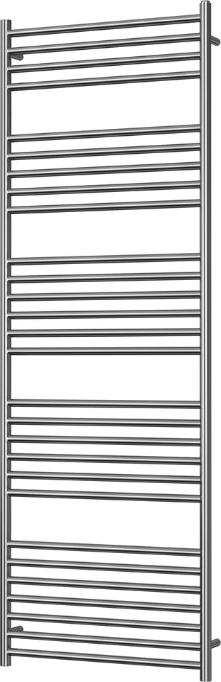Aston polished stainless steel straight heated towel rail, 1800mm high x 600mm wide