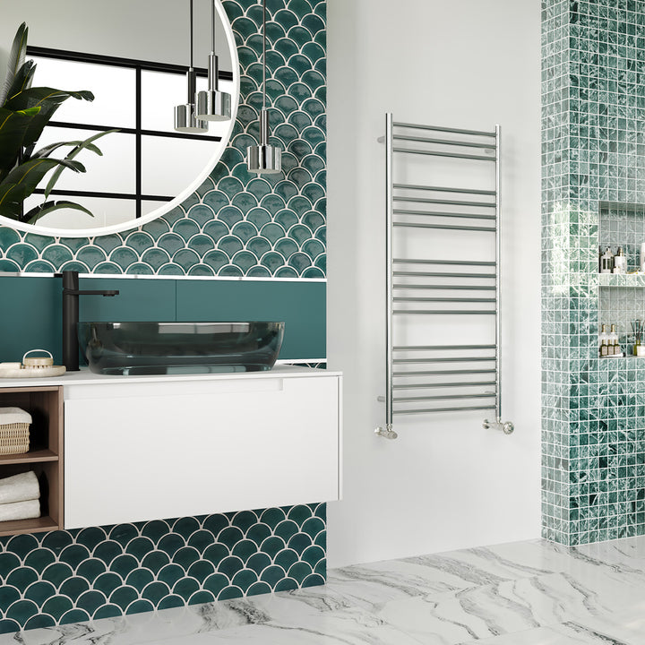 Aston - Stainless Steel Heated Towel Rail - H1200mm x W500mm - Curved