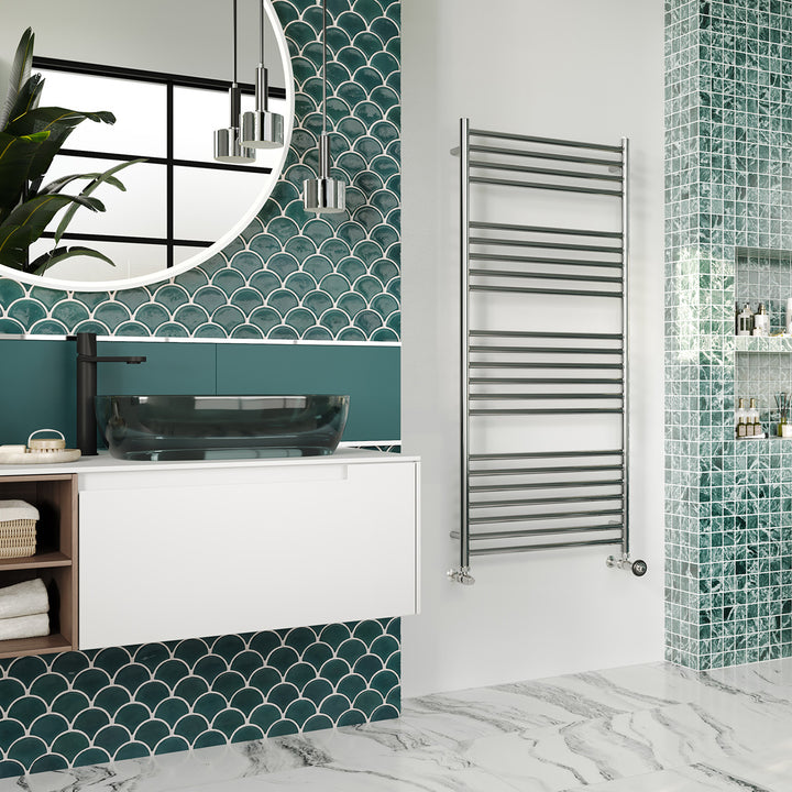 Aston - Stainless Steel Heated Towel Rail - H1400mm x W600mm - Curved