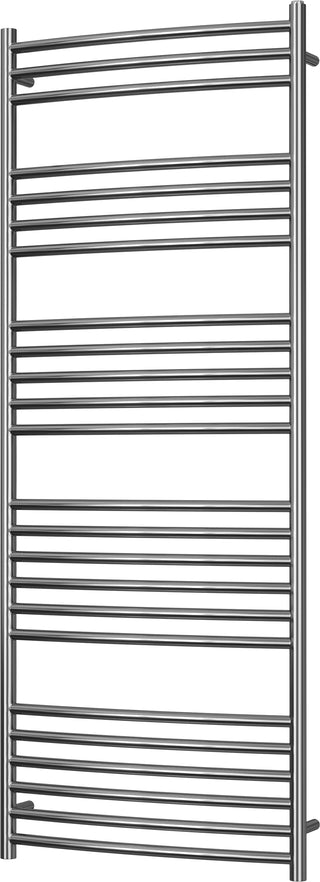 Aston polished stainless steel curved heated towel rail, 1600mm high x 600mm wide
