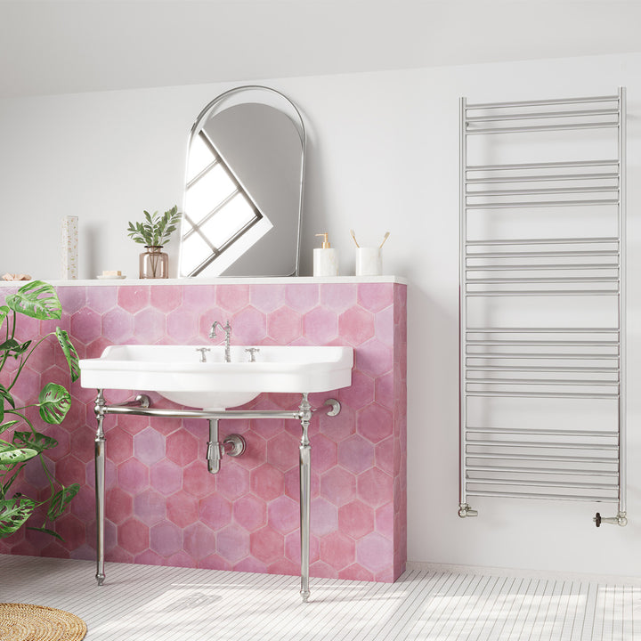 Aston - Stainless Steel Heated Towel Rail - H1600mm x W600mm - Curved