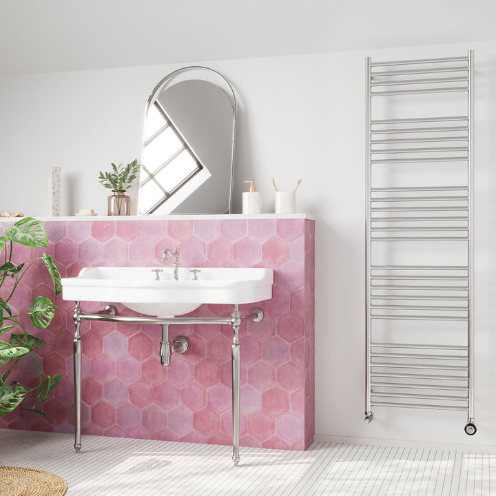 Aston - Stainless Steel Heated Towel Rail - H1800mm x W500mm - Curved