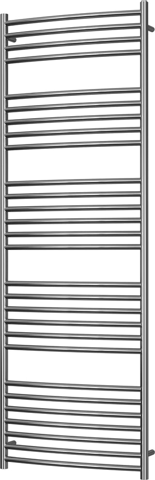 Aston polished stainless steel curved heated towel rail, 1800mm high x 600mm wide