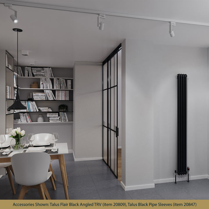 Alpha - Black Vertical Column Radiator H1800mm x W196mm 2 Column - Feet Included