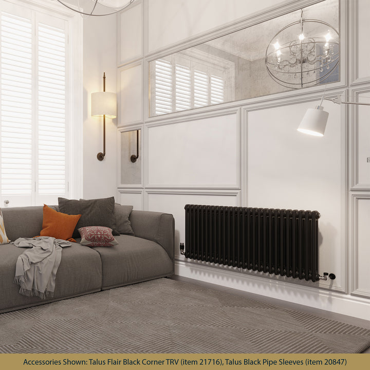 Alpha - Black Column Radiator H500mm x W1164mm 2 Column - Feet Included