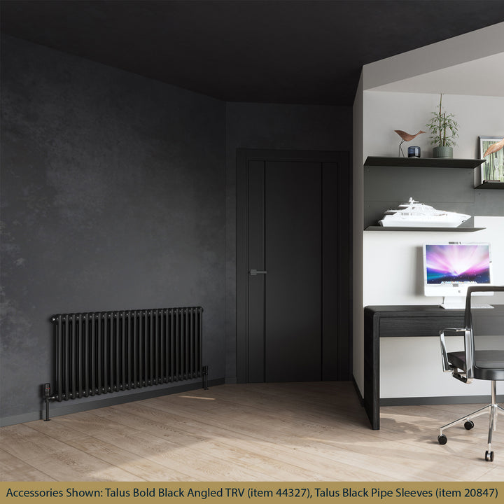 Alpha - Black Column Radiator H600mm x W1164mm 2 Column - Feet Included