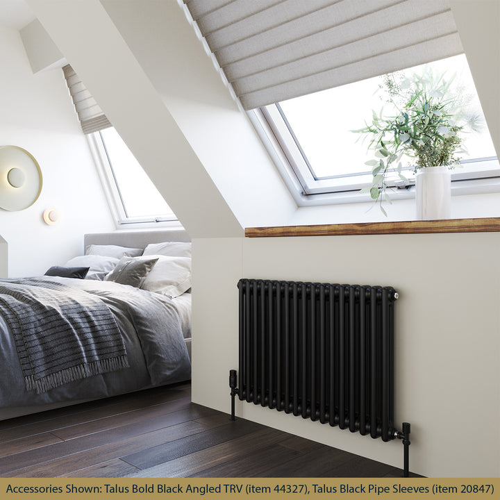 Alpha - Black Column Electric Radiator H600mm x W768mm 2 Column 700w Thermostatic WIFI