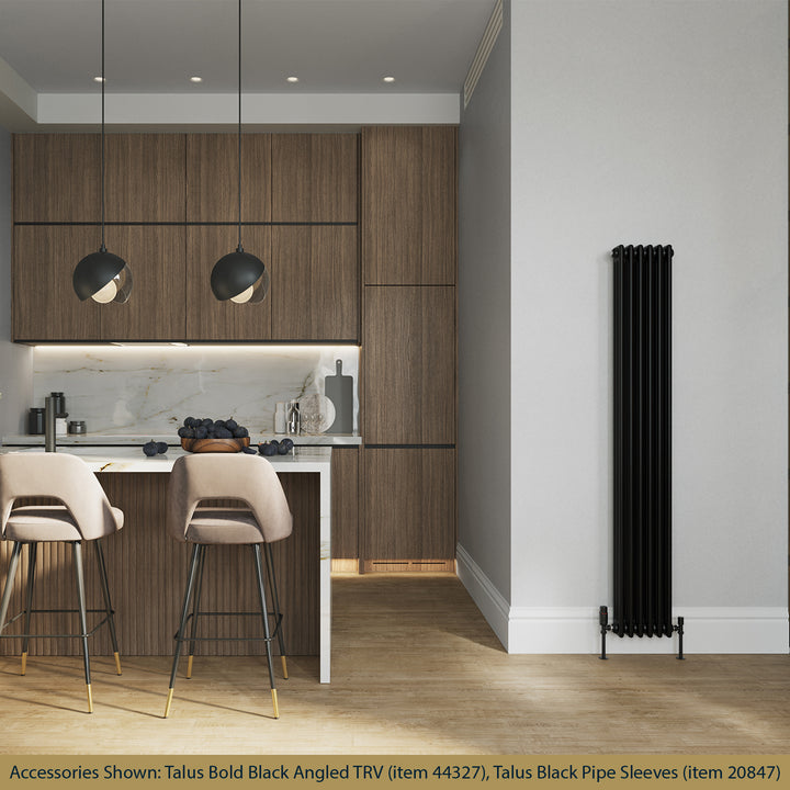 Alpha - Black Vertical Column Radiator H1800mm x W287mm 3 Column - Feet Included