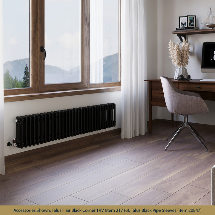 Alpha - Black Column Radiator H300mm x W1355mm 3 Column - Feet Included