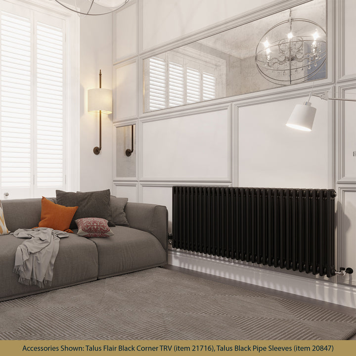 Alpha - Black Column Radiator H600mm x W1355mm 3 Column - Feet Included