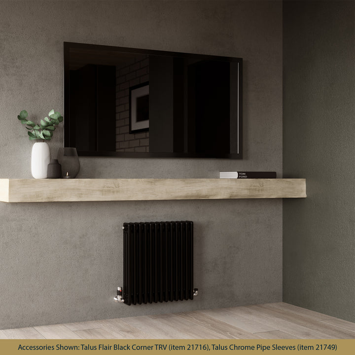 Alpha - Black Column Radiator H600mm x W599mm 3 Column - Feet Included
