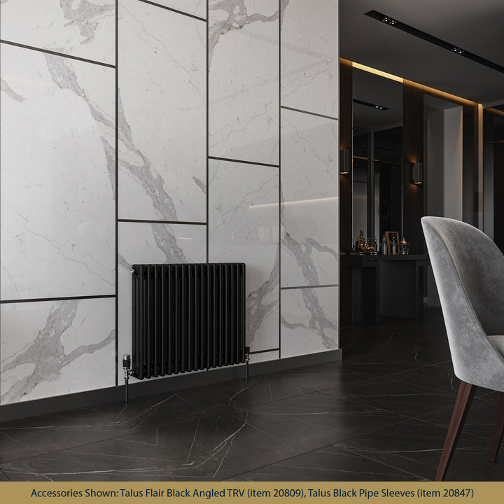 Alpha - Black Column Radiator H600mm x W777mm 3 Column - Feet Included