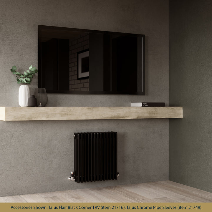 Alpha - Black Column Radiator H600mm x W592mm 4 Column - Feet Included