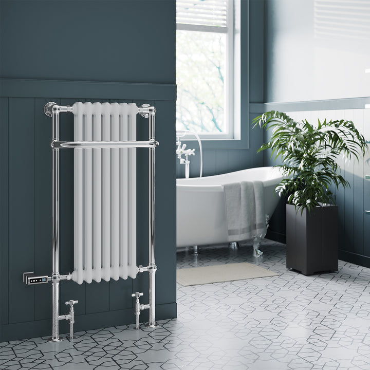 Balmoral - Traditional Dual Fuel Towel Rail H1130mm x W553mm Thermostatic WIFI - Floor Standing