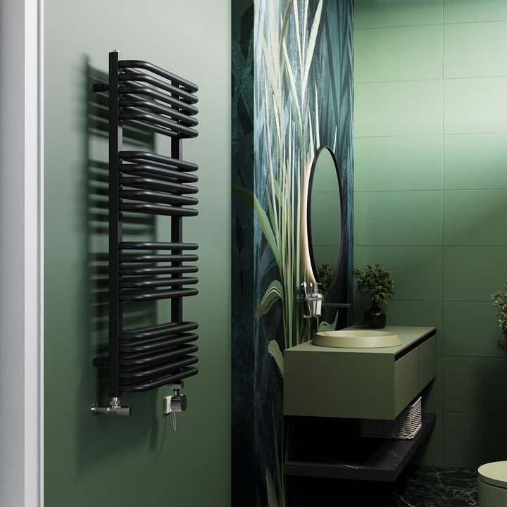 Crossmoor - Black Dual Fuel Towel Rail H1000mm x W500mm Thermostatic