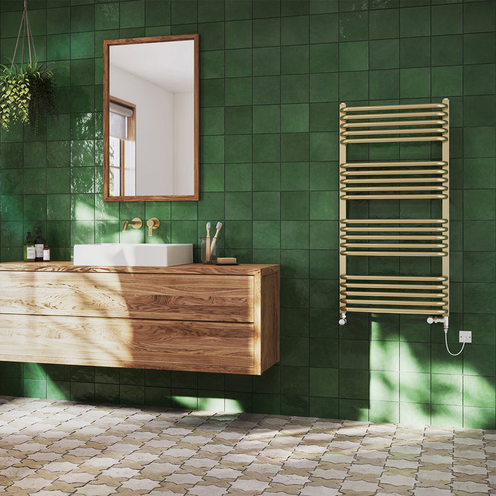 Crossmoor - Polished Gold Dual Fuel Towel Rail H1000mm x W500mm Standard