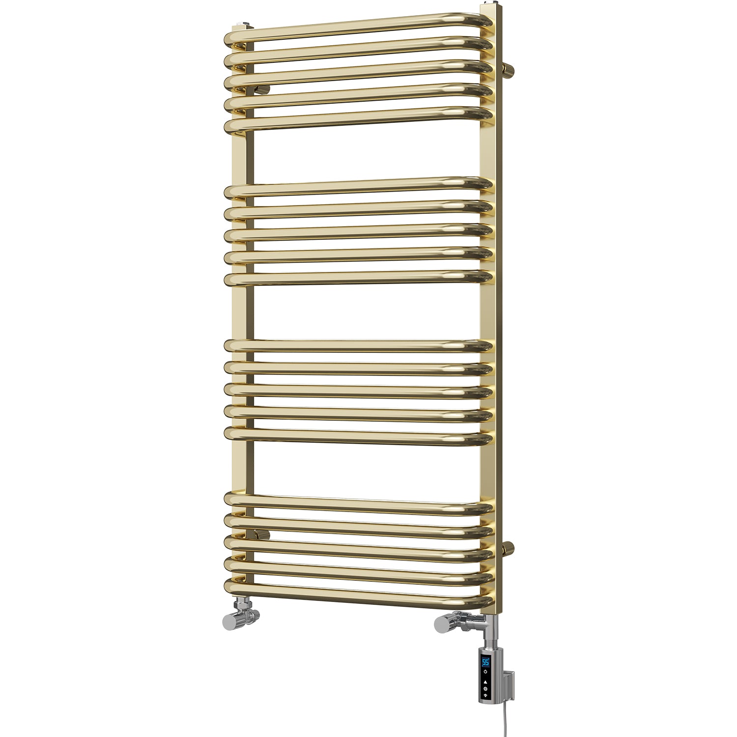 Crossmoor - Polished Brass Dual Fuel Towel Rail H1000mm x W500mm Thermostatic WIFI
