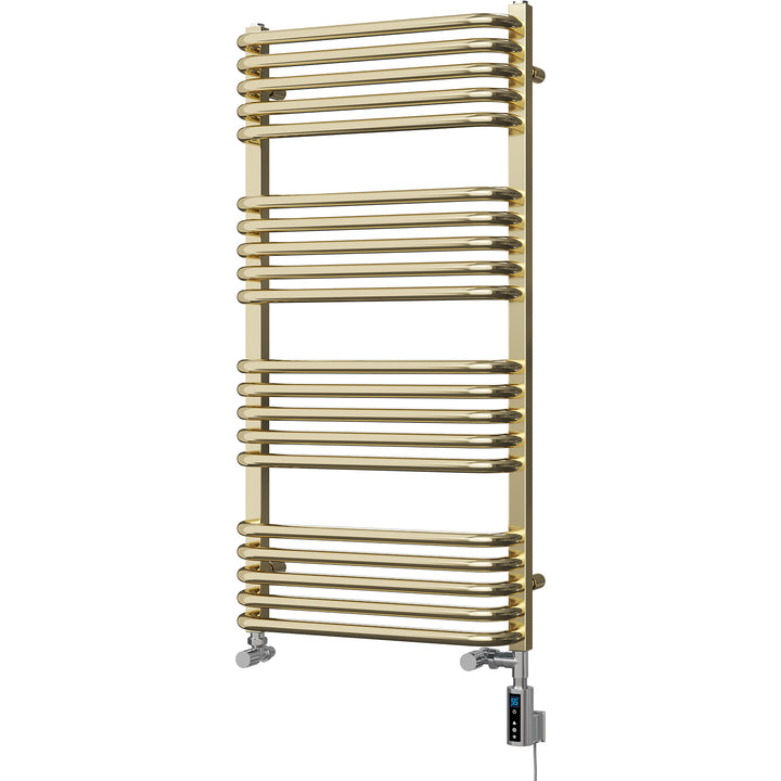 Crossmoor - Polished Gold Dual Fuel Towel Rail H1000mm x W500mm Thermostatic WIFI