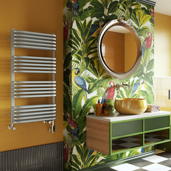 Crossmoor - Silver Dual Fuel Towel Rail H1000mm x W500mm Thermostatic WIFI