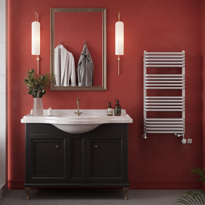 Crossmoor - Silver Dual Fuel Towel Rail H1000mm x W500mm Thermostatic