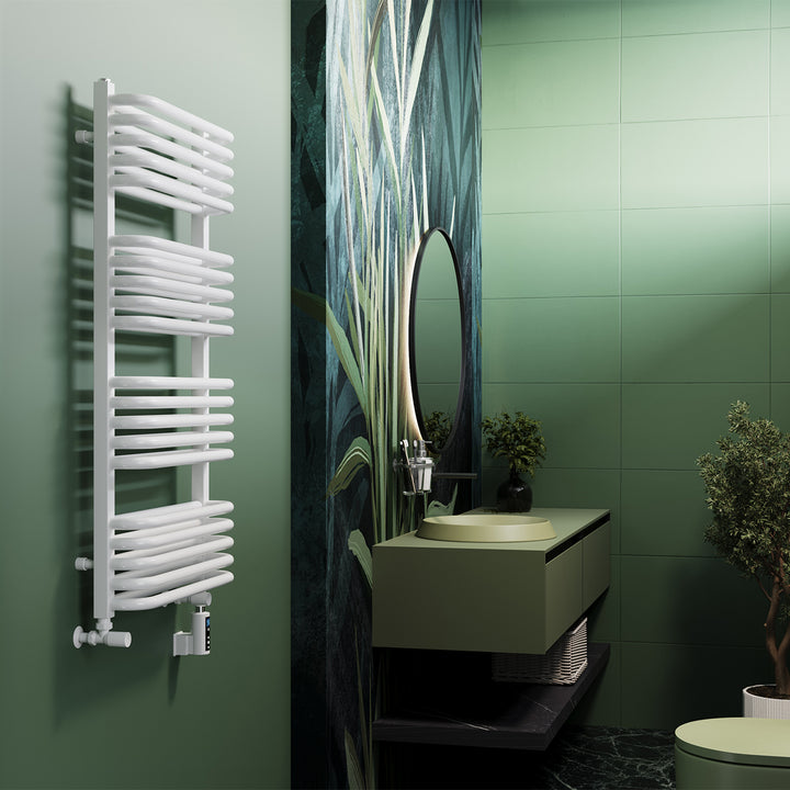 Crossmoor - White Dual Fuel Towel Rail H1000mm x W500mm Thermostatic WIFI