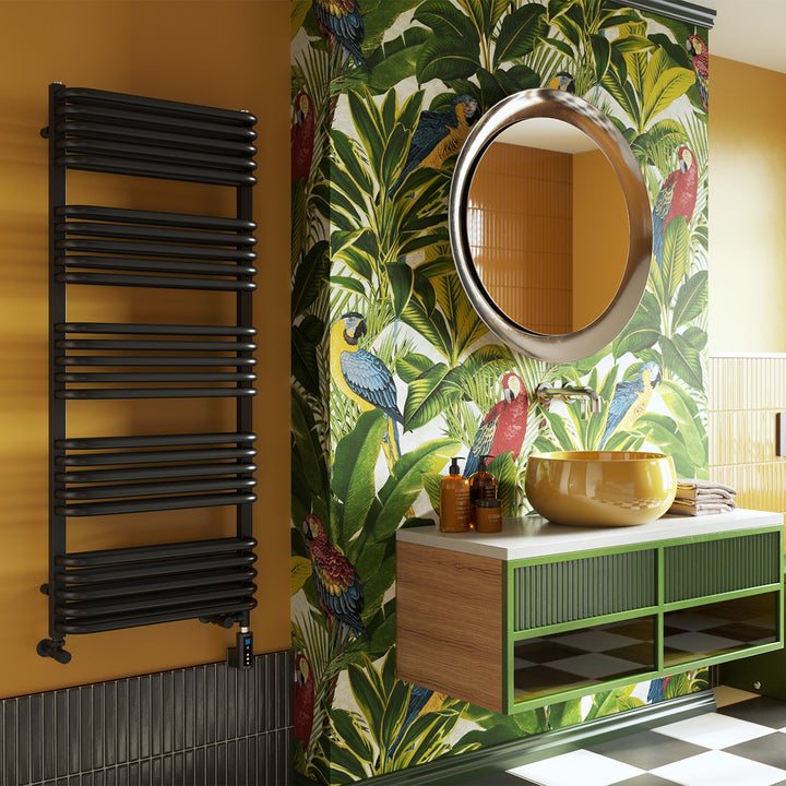 Crossmoor - Black Dual Fuel Towel Rail H1269mm x W500mm Thermostatic WIFI