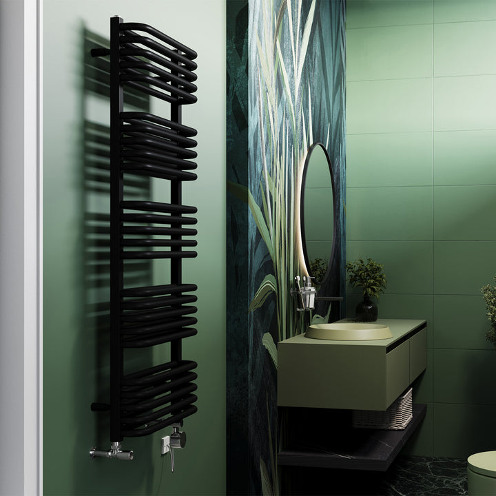 Crossmoor - Black Dual Fuel Towel Rail H1269mm x W500mm Thermostatic