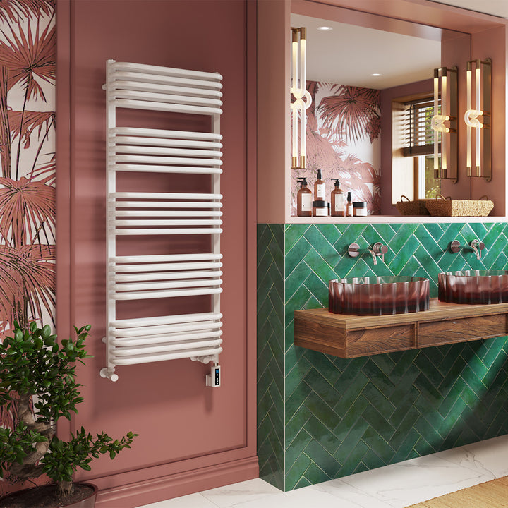 Crossmoor - White Dual Fuel Towel Rail H1269mm x W500mm Thermostatic WIFI