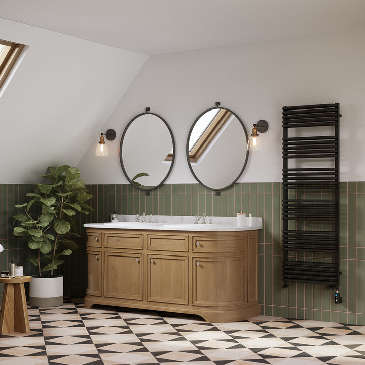 Crossmoor - Black Dual Fuel Towel Rail H1533mm x W500mm Thermostatic WIFI