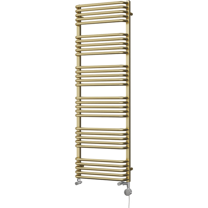 Crossmoor - Brushed Brass Dual Fuel Towel Rail H1533mm x W500mm Thermostatic
