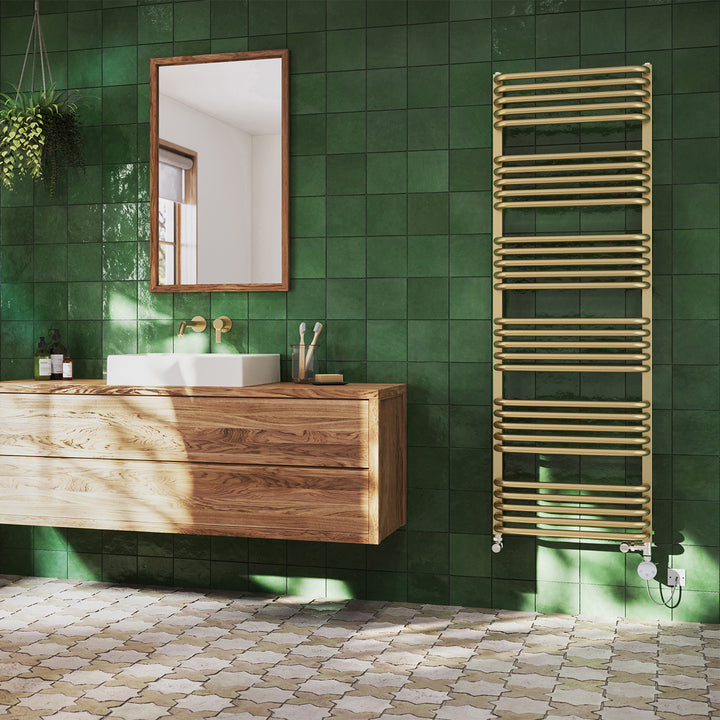 Crossmoor - Brushed Gold Dual Fuel Towel Rail H1533mm x W500mm Thermostatic