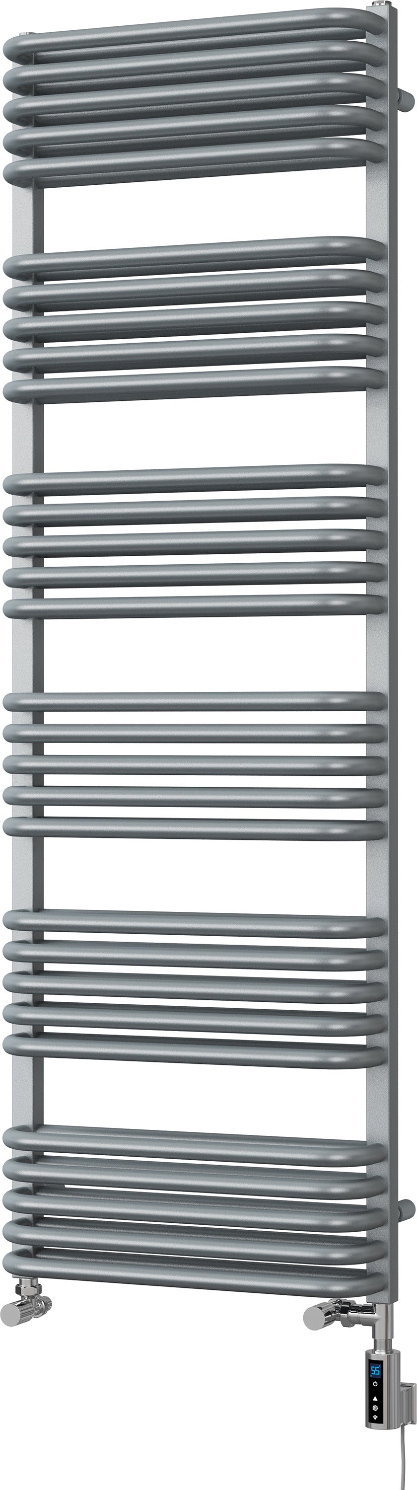 Crossmoor - Silver Dual Fuel Towel Rail H1533mm x W500mm Thermostatic WIFI