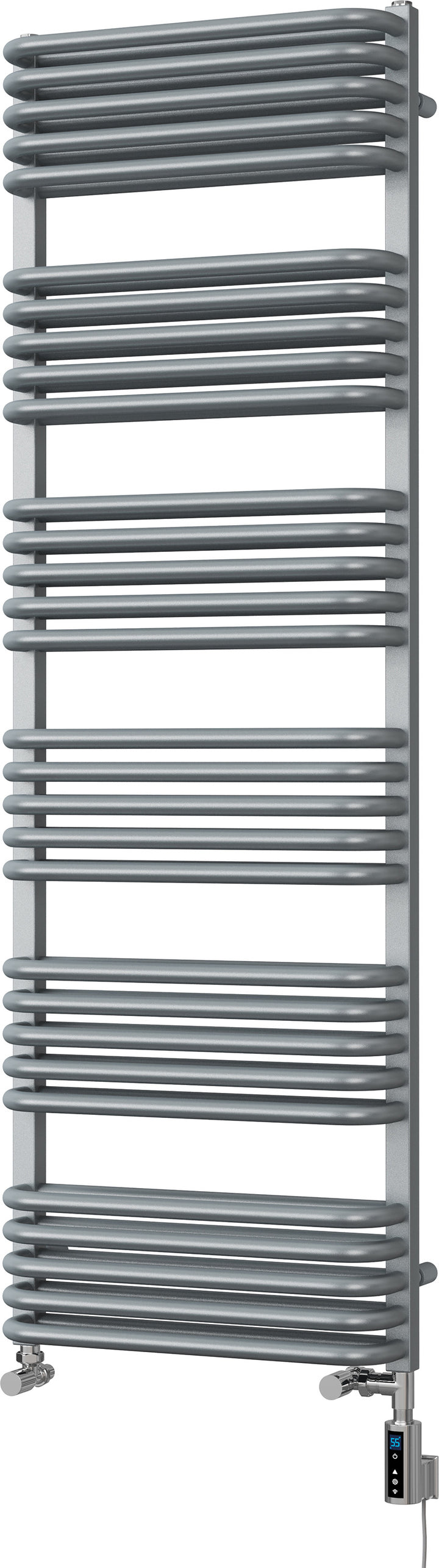 Crossmoor - Silver Dual Fuel Towel Rail H1533mm x W500mm Thermostatic WIFI
