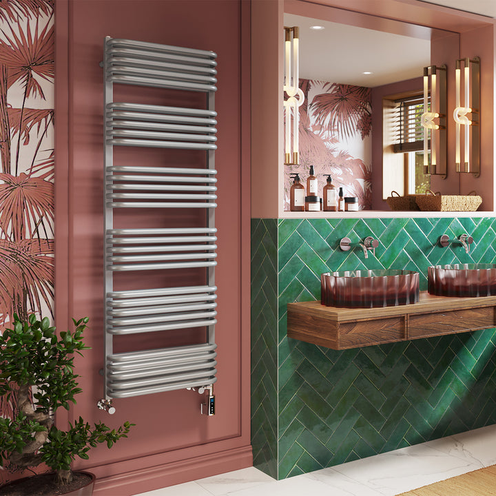 Crossmoor - Silver Dual Fuel Towel Rail H1533mm x W500mm Thermostatic WIFI